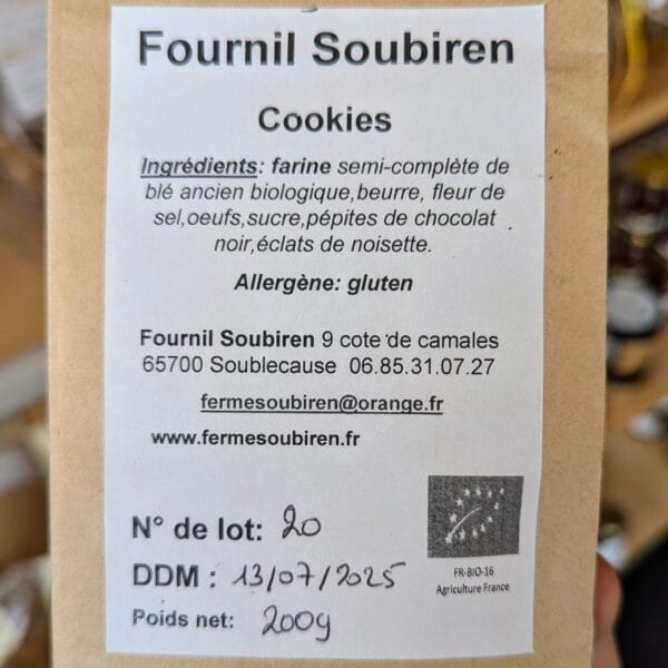 Etiquette Cookies Ferme Soubiren