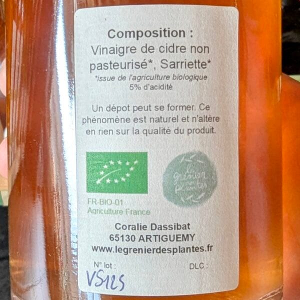 étiquette vinaigre de cidre sarriette