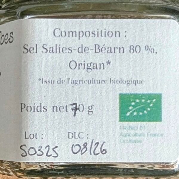 étiquette sel aux herbes Origan