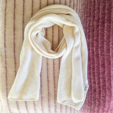 écharpé fine maille laine blanc écru