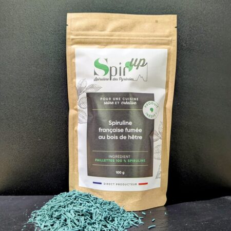 Paquet de Spiruline fumée en paillette des chez Spir'Up à Buros 64160